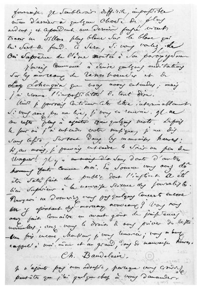 Brief an Richard Wagner (1813-83) 17. Februar 1860 von Charles Pierre Baudelaire